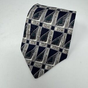 Daniel And Ruffini Tie Mens One Size Blue Geometric Pattern Silk Necktie Classic